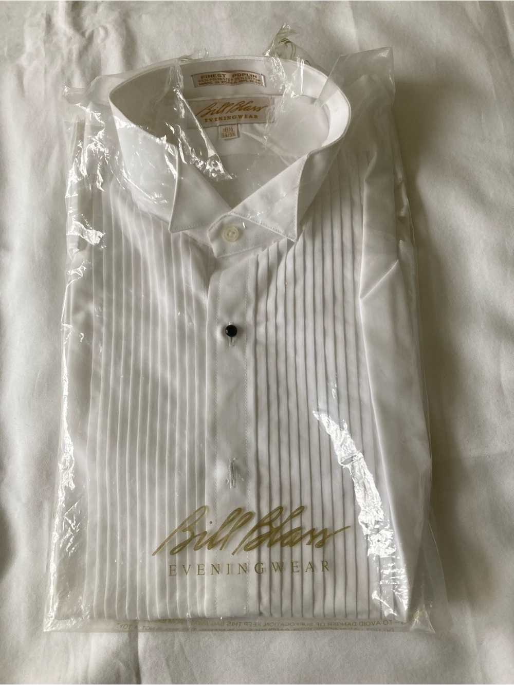 bill blass White Pleated Formal Dress Shirt
